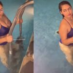 Social media influencer Divya Mistry takes a dip in swimming pool