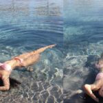 Disha Patani chills out in water in pink bikini!