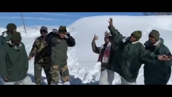 BSF soldiers at Kashmir dance to celebrate Bihu in snow clad mountains