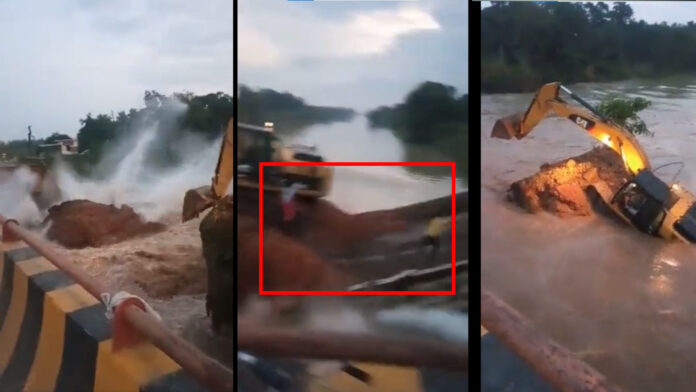 Viral video: Bulldozer along with driver fall in Ganga Canal in Uttar Pradesh