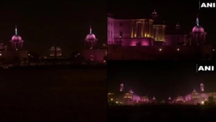 Delhi: North Block, South Block and Parliament illuminated on the occasion of Republic Day 2023