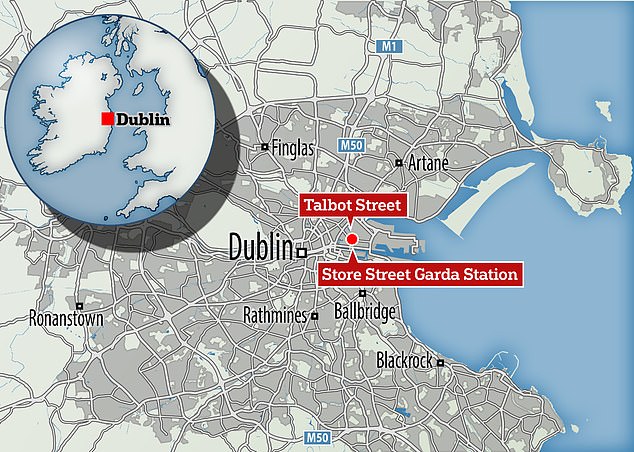 The attack happened just yards from Ireland's busiest police station on Store Street
